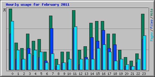 Hourly usage for February 2011