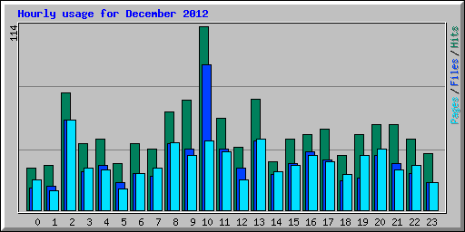 Hourly usage for December 2012