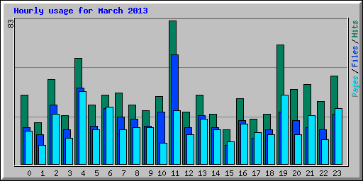 Hourly usage for March 2013
